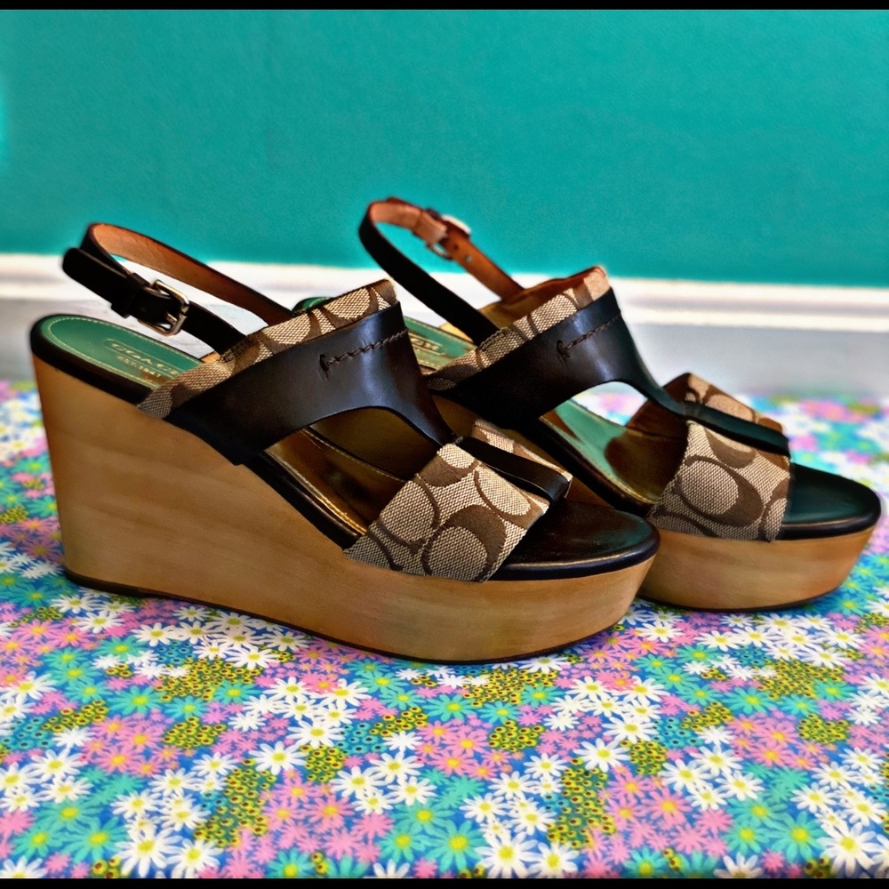 Coach Platform Wedge Sandals